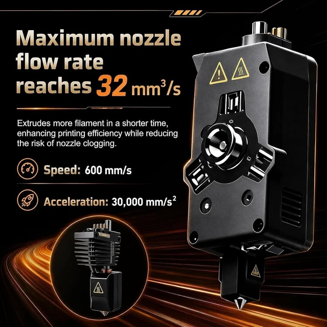Alt view image 3 of 7 - 0.25mm for Flashforge Creator 5/5 Pro Hotend Kit,Integrated Leak-Proof AllMetal Assembly Hardened Steel Nozzle, 32mm³/s HighFlow QuickSwap for High-Precision Printing and Detailed Models.