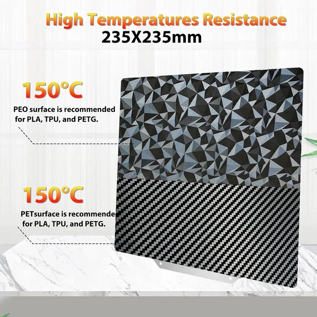 Alt view image 3 of 7 - PEO PET Build plate for AD5X/5M/5M pro/Ender 3/3 Pro/Ender 3 S1/Ender 3 V2 Neo/Ender 3 Neo, Diamond PEO+Carbon Fiber PET Spring Steel Sheet 235 x 235 mm for Flashforge 3D Printer Platform