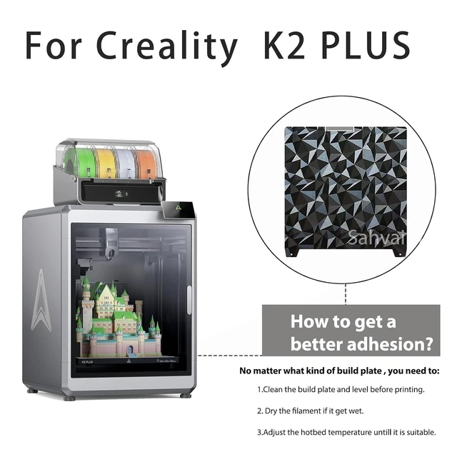 Alt view image 4 of 6 - 370x370mm K2 Plus Build Plate, Double-Sided PEO PET Build Plate Printing Bed Platform for Creality K2 Plus 3D Printer,Flexible Spring Steel Sheet Without Magnetic Base for Creatily K2 Plus