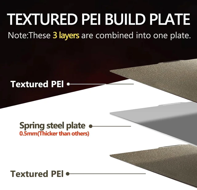 Alt view image 3 of 7 - Upgraded Thicker Textured PEI Plate 0.77mm with QR Code for Bambu Lab P1S/P2S/P1P/X1/X1C/A1/X2D 3D Printer, 257x257mm Dual-Textured Plate, Heated Bed Magnetic Flexible Spring Steel PEI Sheet Plate