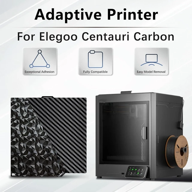 Alt view image 2 of 7 - Diamond+Carbon Plate for ELEGOO Centauri Carbon Build Plate 260x271mm, Dual-Sided PEO PET Magnetic Spring Steel Bed CC/CC2 Plate, High-Temp Resistant Printing Surface for ELEGOO CC/CC2 3D Printer