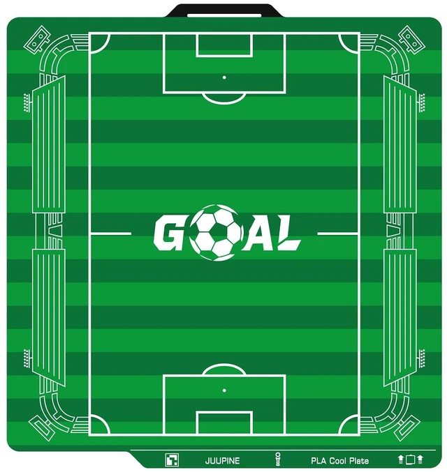Main image of Goal Cool Plate for Bambu Lab P2S P1S P1P X2D X1C X1 A1, Soccer Field Green 3D Printer Plate for PLA, Room Temperature Printing, Strong Adhesion, No Glue Needed, Smart QR Code, Easy Model Removal