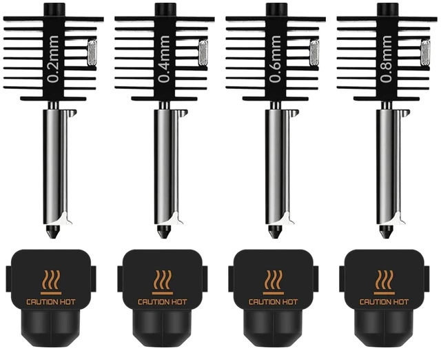 Main image of 4-Pack Bamboo A1 mini/A1/A2L Hotend Kit, 0.2/0.4/0.6/0.8mm Hardened Steel Nozzle for Bambu Lab A1 Series/A2L, 3D Printer Print Head Replacement Nozzle for Bambu A1 Parts Precision&High-Speed Printing