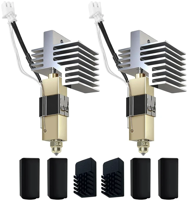 Main image of 2 Pack 0.4MM Centauri Carbon Hotend with Brass Hardened Steel Nozzle, 3D Printer Print Head Extruder Part for Elegoo CC Accessories with Extra 2 Silicone Covers and 2 Nozzle Cleaners