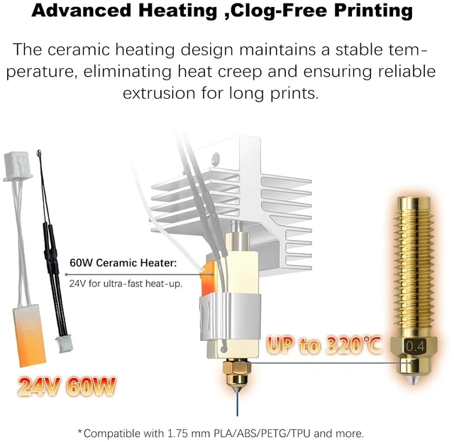 Alt view image 2 of 7 - 2 Pack 0.4MM Centauri Carbon Hotend with Brass Hardened Steel Nozzle, 3D Printer Print Head Extruder Part for Elegoo CC Accessories with Extra 2 Silicone Covers and 2 Nozzle Cleaners