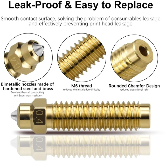 Alt view image 5 of 7 - 2 Pack 0.4MM Centauri Carbon Hotend with Brass Hardened Steel Nozzle, 3D Printer Print Head Extruder Part for Elegoo CC Accessories with Extra 2 Silicone Covers and 2 Nozzle Cleaners