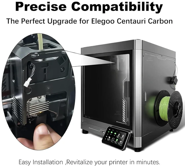 Alt view image 7 of 7 - 2 Pack 0.4MM Centauri Carbon Hotend with Brass Hardened Steel Nozzle, 3D Printer Print Head Extruder Part for Elegoo CC Accessories with Extra 2 Silicone Covers and 2 Nozzle Cleaners