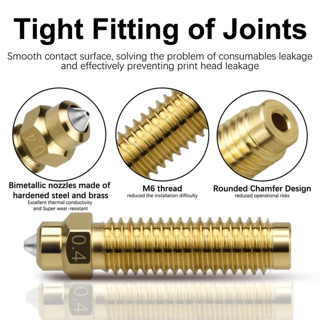 Alt view image 4 of 7 - 5 Pack CC/CC2 Nozzle 0.2mm 2 * 0.4mm 0.6mm 0.8mm for Elegoo Centauri Carbon 3D Printer, High Flow Brass-Hardened Steel Nozzle with High Thermal Conductivity Wear Resistance for Centauri Hotend