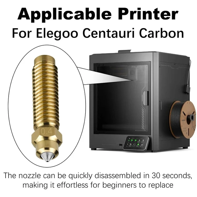 Alt view image 6 of 7 - 5 Pack CC/CC2 Nozzle 0.2mm 2 * 0.4mm 0.6mm 0.8mm for Elegoo Centauri Carbon 3D Printer, High Flow Brass-Hardened Steel Nozzle with High Thermal Conductivity Wear Resistance for Centauri Hotend