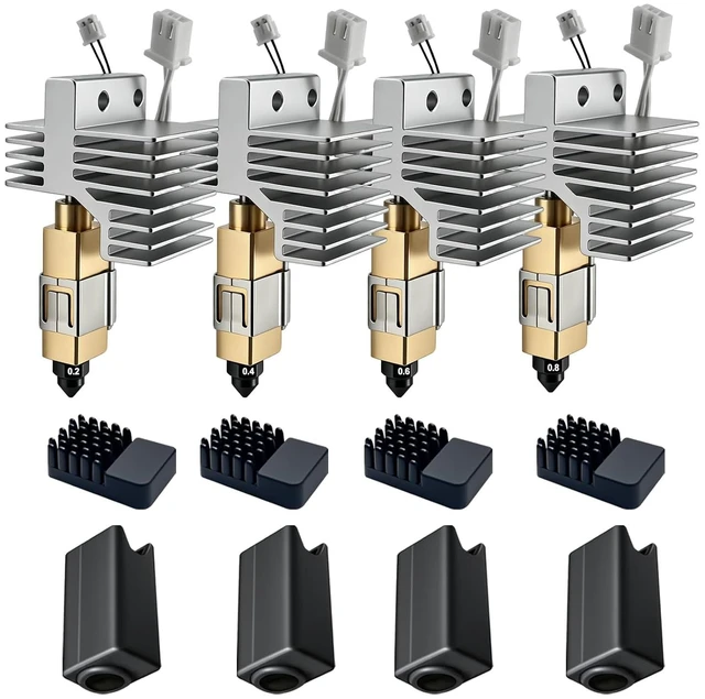 Main image of 4PK Centauri Carbon 2 Hotend,0.2/0.4/0.6/0.8mm Hardened Steel Ceramic Heating,350°C HeatResistant Print Head,500 mm/s HighSpeed Printing, QuickDetachable WearResistant Nozzle for Elegoo CC2