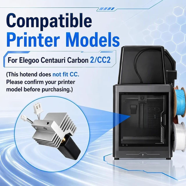 Alt view image 4 of 7 - 4PK Centauri Carbon 2 Hotend,0.2/0.4/0.6/0.8mm Hardened Steel Ceramic Heating,350°C HeatResistant Print Head,500 mm/s HighSpeed Printing, QuickDetachable WearResistant Nozzle for Elegoo CC2