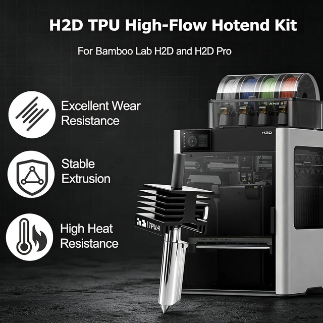 Alt view image 6 of 7 - Upgraded 0.4mm H2D TPU High Flow Hotend Kit, Compatible with Bambu Lab H2D and H2D Pro, Saves Up to 30% Print Time, Optimized Filament Feeding for Stable High-Speed TPU Printing with Silicone Socks