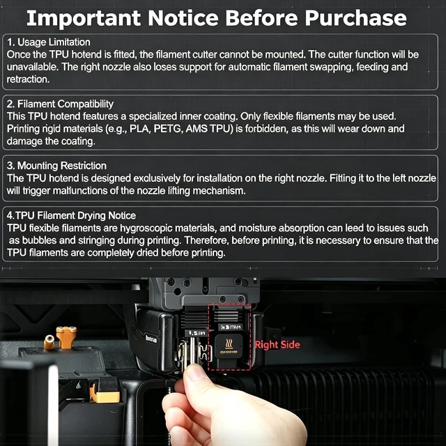Alt view image 5 of 7 - Upgraded 0.4mm H2D TPU High Flow Hotend Kit, Compatible with Bambu Lab H2D and H2D Pro, Saves Up to 30% Print Time, Optimized Filament Feeding for Stable High-Speed TPU Printing with Silicone Socks