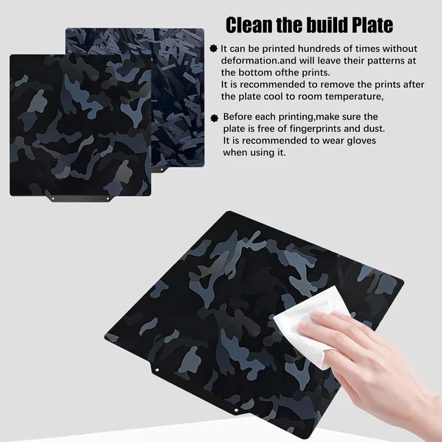 Alt view image 6 of 6 - AD5M/AD5X Build Plate for Flashforge AD5X/5M/5M pro/Ender 3/3 Pro/Ender 3 S1/Ender 3 V2 Neo/Ender 3 Neo 3D Printer,High-Rise+Camouflage Spring Steel Sheet 235 x 235 mm 3D Printer Platform