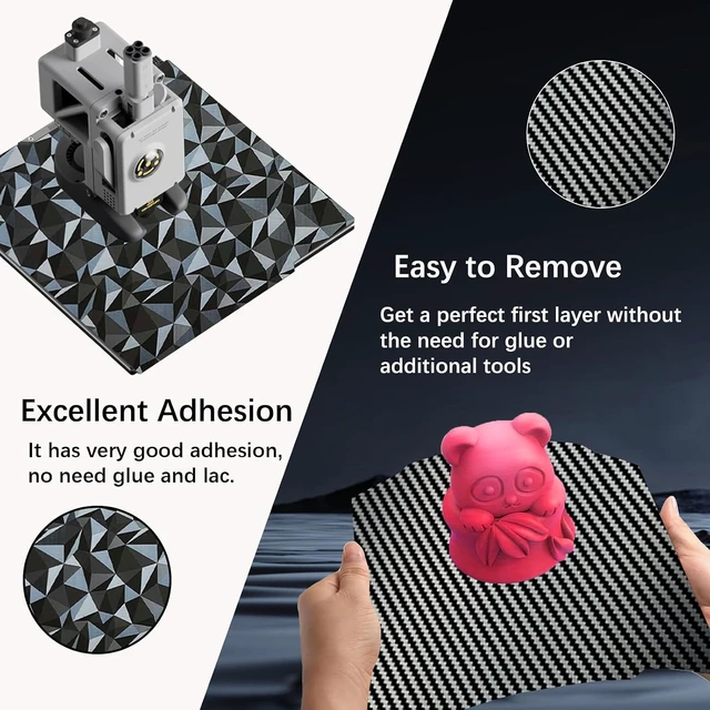 Alt view image 5 of 7 - PEO PET Build Plate for Bambu Lab A1 Mini 3D Printer, Diamond Carbon Fiber PET, Flexible Spring Steel Sheet, Double Sided Printing, 184 x 184 mm