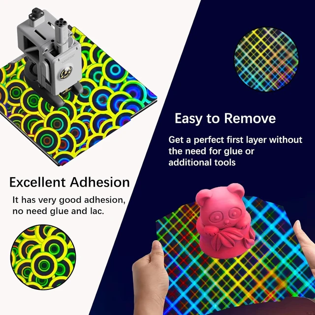 Alt view image 4 of 7 - 184x184mm Upgraded H1H Build Plate for Bambu Lab A1 Mini 3D Printer, Smooth Kaleidoscope+Smooth Skynet Spring Steel Plate Flexible Plate for Bambu A1 Mini 3D Printers.