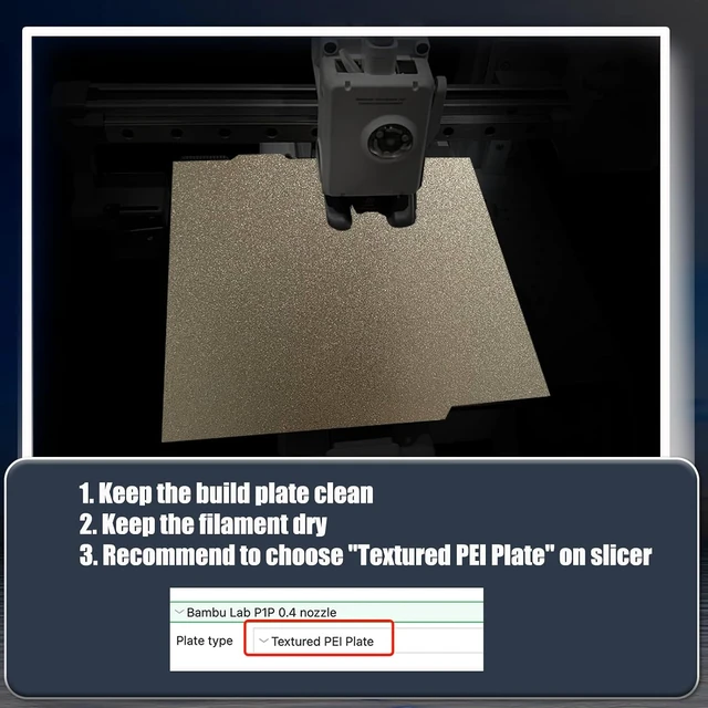 Alt view image 3 of 6 - 3D Printer Platform Double Sided Textured PEI Spring Steel Build Plate for Bambu Lab A1 Mini 3D Printer,184x184mm Flexible PEI Print Bed PEI Sheet