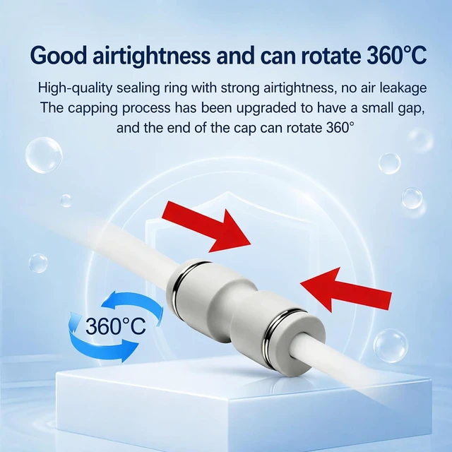 Alt view image 3 of 7 - 8 PCS PTFE Tube Connector for Flashforge Creator 5/C5,PU4 Bowden Tube Coupler Male Straight Pushin Filament Feed Adapter,360° Rotatable LeakProof for Bambu Lab A1 P2S P1P P1S X1 X1C H2 Series