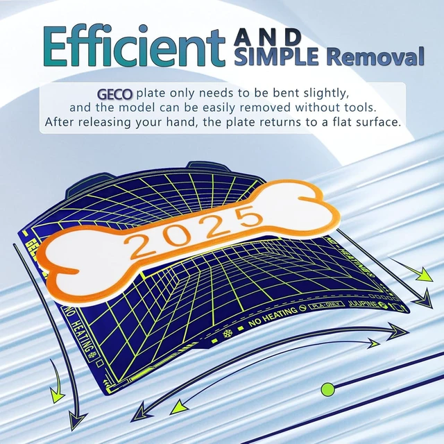 Alt view image 6 of 7 - 2025 GECO Plate for Bambu Lab A1 MiNi 3D Printer,First Choice for 3D Printing Farm Only for Print PLA,0°C Printing Hot Bed Super Sticky no Edge Warping.