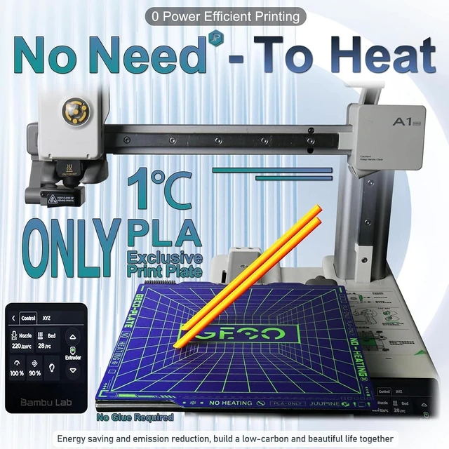 Alt view image 3 of 7 - 2025 GECO Plate for Bambu Lab A1 MiNi 3D Printer,First Choice for 3D Printing Farm Only for Print PLA,0°C Printing Hot Bed Super Sticky no Edge Warping.