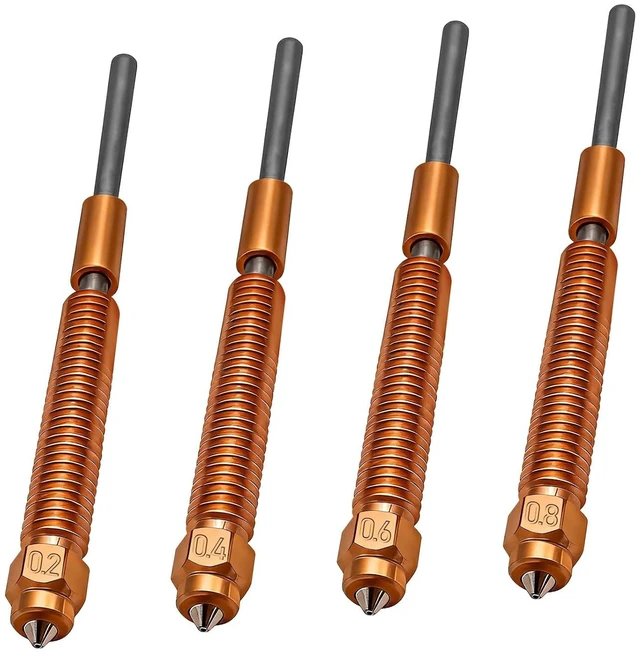 Main image of 4Pcs K2/K2 Pro/K2 Plus Nozzle(0.2/0.4/0.6/0.8mm), Quick Swap High Flow Hardened Steel Nozzle with Integrated Copper Alloy Heat Break & Silicone Sock for Creality K2 Plus/K2 Pro/K2/Creality Hi Combo