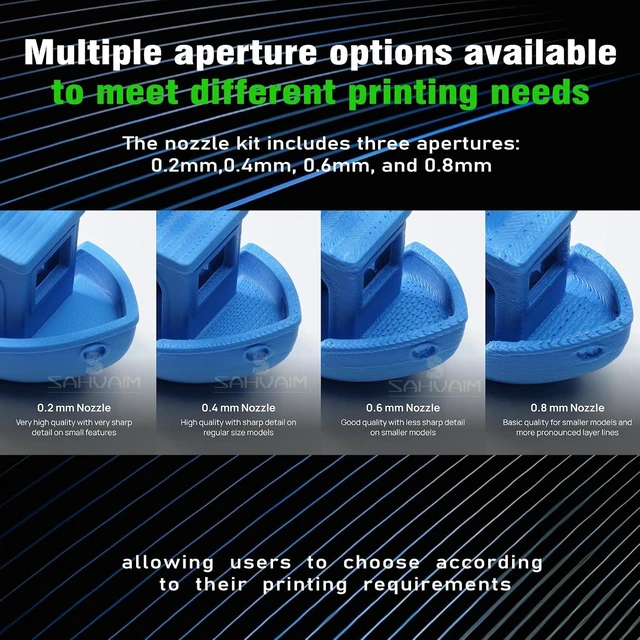 Alt view image 7 of 7 - 4Pcs K2/K2 Pro/K2 Plus Nozzle(0.2/0.4/0.6/0.8mm), Quick Swap High Flow Hardened Steel Nozzle with Integrated Copper Alloy Heat Break & Silicone Sock for Creality K2 Plus/K2 Pro/K2/Creality Hi Combo