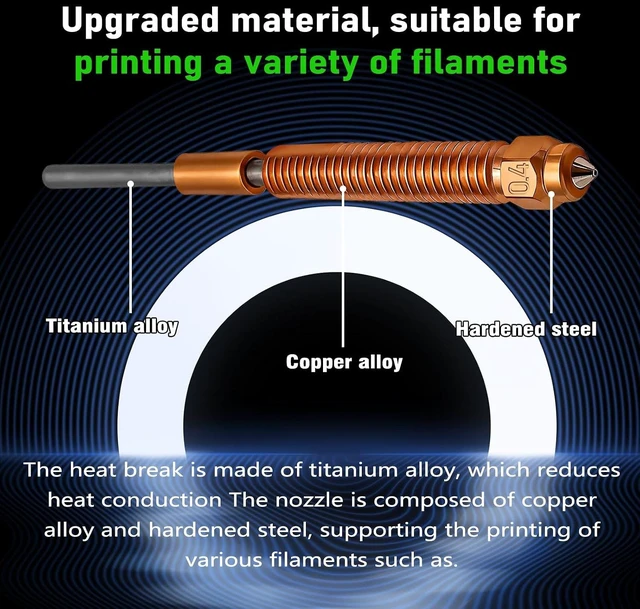 Alt view image 6 of 7 - 4Pcs K2/K2 Pro/K2 Plus Nozzle(0.2/0.4/0.6/0.8mm), Quick Swap High Flow Hardened Steel Nozzle with Integrated Copper Alloy Heat Break & Silicone Sock for Creality K2 Plus/K2 Pro/K2/Creality Hi Combo