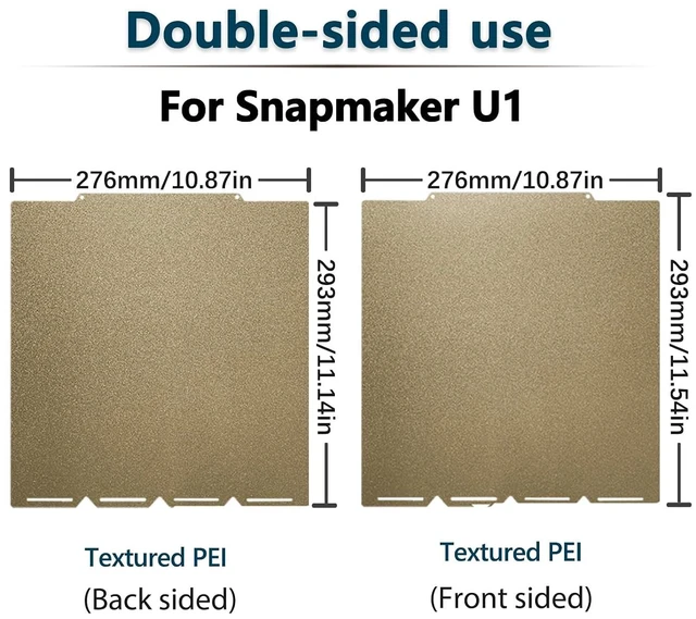 Alt view image 2 of 7 - U1 PEI Plate for Snapmaker U1 3D Printer, 270x270MM Daul Sided Texture PEI U1 Build Plate Flexible Removable Spring Steel Magnetic Platform for Snapmaker U1 Hot Bed, U1 Parts & Accessories