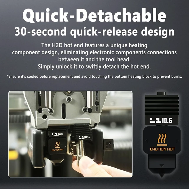 Alt view image 6 of 6 - 0.6MM H2C/P2S/H2D/H2S/X2D Hotend with Integrated Hardened Steel Nozzle,High Speed Precision and Direct Replacement Extruder H2D Hotend Print Head for Bambu Lab H2D/H2S/P2S/H2C/X2D 3D Printer
