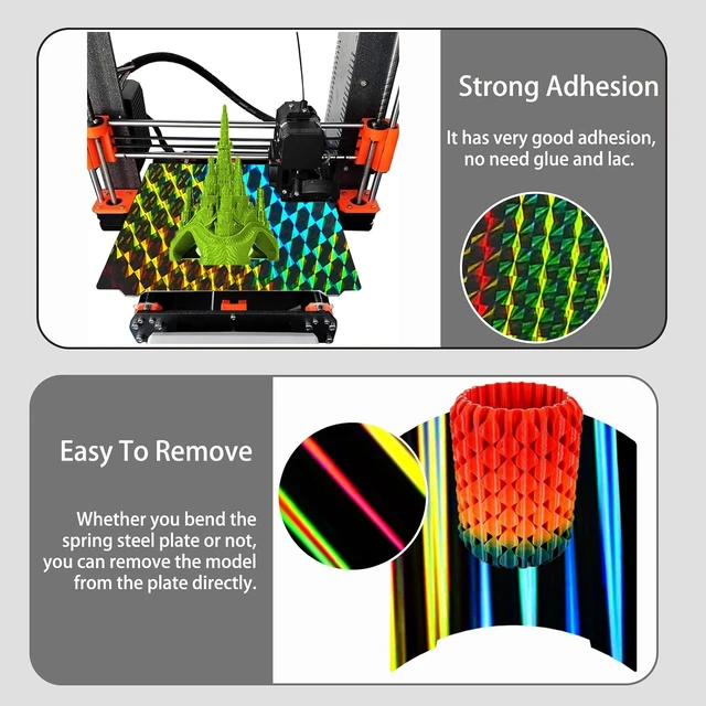 Alt view image 4 of 6 - H1H Build Plate for Prusa I3 MK2 MK2.5S MK52 MK3 MK3S MK3S+ MK4, Double Sided Light Beam+Phantom H1H Spring Steel Sheet Plate 241x253.8mm for Prusa 3D Printers.