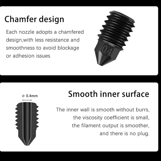 Alt view image 5 of 7 - Hotend Hardened Steel Nozzle Kit for Bambu Lab P1S/P1P/X1/X1C/X1E/Kobra S1 Combo/Adventurer 5M/5M Pro 3D Printer,High Flow Extruder Hotend Replacement Nozzles (6Pcs 3x 0.4mm,0.2mm,0.6mm,0.8mm)
