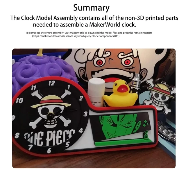Alt view image 2 of 6 - Makerworld MH011 3D Printer Clock Creative Model Components for Bambu Lab A1/X1/X1C/X1E/ P1P/P1S 3D Printer,3D Printer DIY Parts Makerworld Kits for Bambulabs-Prints NOT Included.