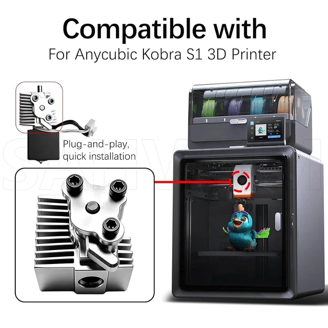 Alt view image 4 of 7 - Kobra S1 Hotend Heatsink Replacement for Anycubic Kobra S1 Combo, All Metal Aluminum Pre-Assembled Heatsink with Cooling Fins, Hot End Cooling Block for Print Head, 3D Printer Replacement Part