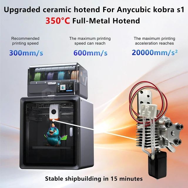 Alt view image 5 of 7 - 0.4MM for Kobra S1 Hotend Kit with FullMetal Aluminum HeatSink Sensor