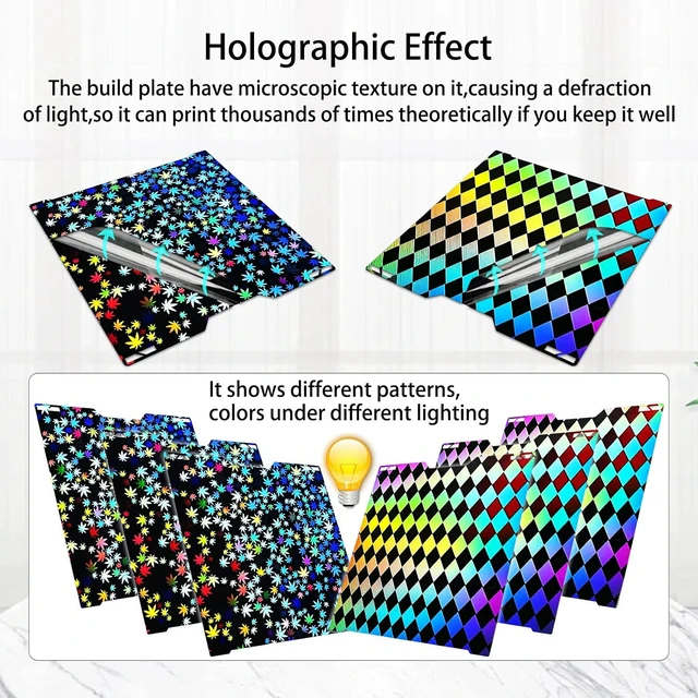 Alt view image 5 of 7 - 335x346mm H2C/A2L Build Plate for Bambu Lab H2C/A2L, Double-Sided Maple Leaf & Grid Pattern Smooth Holographic Spring Steel Sheet, Flexible Easy Release Print Bed 3D Printer Platform