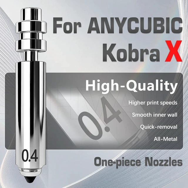 Alt view image 2 of 7 - 3 Pack 0.4mm Hotend Nozzles for Anycubic Kobra 4 & Kobra X, Integrated Hardened Steel Quick-Swap High Temperature High Flow Replacement Nozzle, Includes 3 Silicone Socks & 3 Cleaning Brushes
