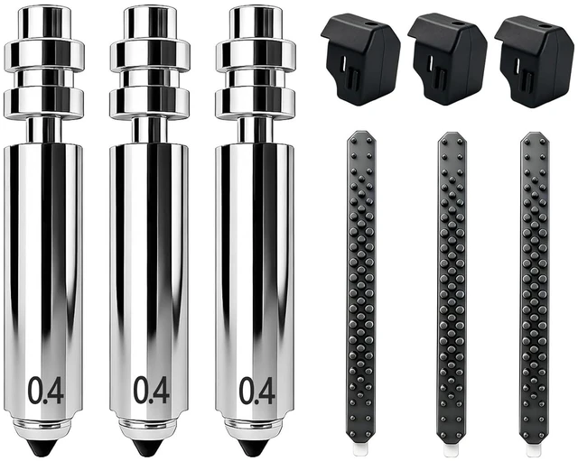 Main image of 3 Pack 0.4mm Hotend Nozzles for Anycubic Kobra 4 & Kobra X, Integrated Hardened Steel Quick-Swap High Temperature High Flow Replacement Nozzle, Includes 3 Silicone Socks & 3 Cleaning Brushes