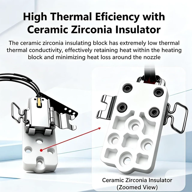 Alt view image 4 of 7 - H2D Hotend Heating Assembly for Bambu Lab H2D/H2C Left Hotend, Zirconia Ceramic Heater Base with Pre-Installed Thermistor & Heater Cartridge,Quick-Clamp Replacement kit for H2D H2C 3D Printer Parts