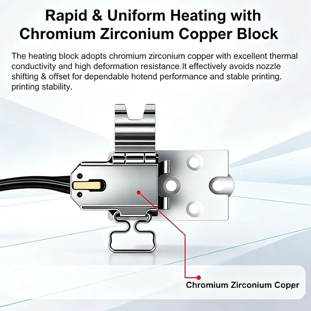 Alt view image 2 of 7 - H2D Hotend Heating Assembly for Bambu Lab H2D/H2C Left Hotend, Zirconia Ceramic Heater Base with Pre-Installed Thermistor & Heater Cartridge,Quick-Clamp Replacement kit for H2D H2C 3D Printer Parts