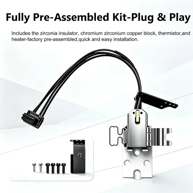 Alt view image 5 of 7 - H2D Hotend Heating Assembly for Bambu Lab H2D/H2C Left Hotend, Zirconia Ceramic Heater Base with Pre-Installed Thermistor & Heater Cartridge,Quick-Clamp Replacement kit for H2D H2C 3D Printer Parts