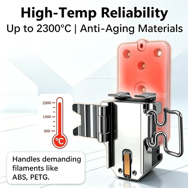 Alt view image 3 of 7 - H2D Hotend Heating Assembly for Bambu Lab H2D/H2C Left Hotend, Zirconia Ceramic Heater Base with Pre-Installed Thermistor & Heater Cartridge,Quick-Clamp Replacement kit for H2D H2C 3D Printer Parts