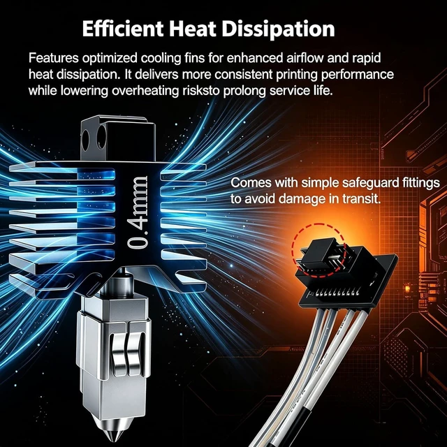 Alt view image 6 of 7 - 0.4MM for Bambu Lab P1P/P1S Hotend Kit,Integrated FullAssembly Hardened Steel Nozzle,Upgraded All-Metal 350 HighTemp LeakProof Extruder Print Head with Thermistor & Heater Cartridge