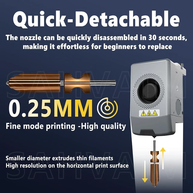 Alt view image 5 of 7 - Original Upgraded 0.25mm Integrated Adventurer 5X Nozzle for Flashforge AD5X 3D Printer Extruder Hotend Heating Block Part,Fast Installation Print Head,Balanced Speed & Precision,Rapid Heating