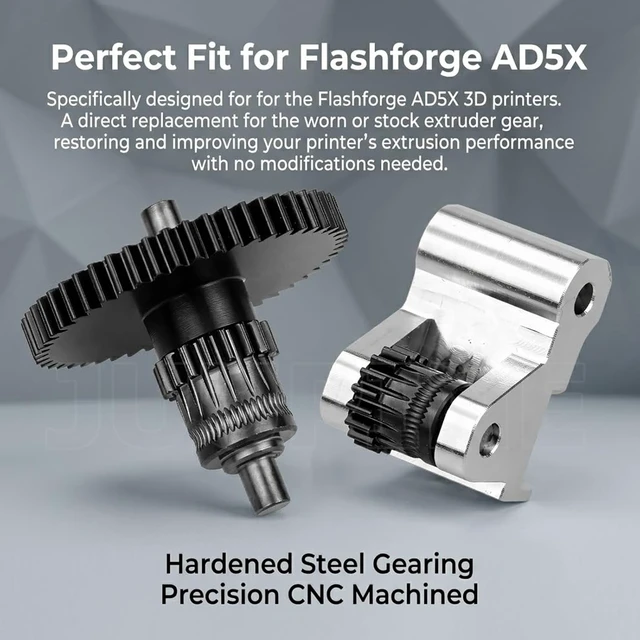 Alt view image 6 of 7 - AD5X Extruder Gear Assembly for Flashforge Adventurer 5X, CNC POM & Steel Drive Gear Kit, Integrated Shaft High Torque Filament Feed System, Replacement Extruder Gear Kit for AD5X 3D Printer