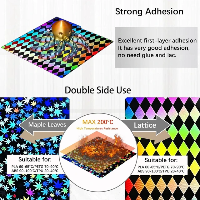 Alt view image 2 of 7 - 264x276mm Kobra 4/ Kobra S1/Kobra X Build Plate for Anycibic Kobra X/Kobra 4/Kobra S1 Combo 3D Printers,Double Sided Grid & Maple Leaf Heated Bed Flexible Removable Spring Steel Sheet Easy to Remove