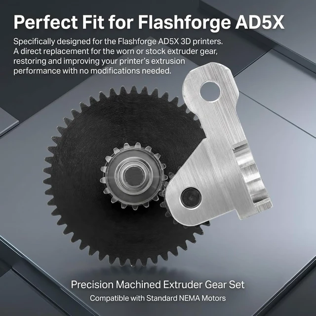 Alt view image 7 of 7 - AD5X Extruder Gear Assembly for Flashforge Adventurer 5X, CNC POM & Steel Drive Gear Kit, Integrated Shaft High Torque Filament Feed System, Replacement Extruder Gear Kit for AD5X 3D Printer