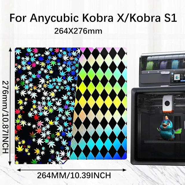 Alt view image 7 of 7 - 264x276mm Kobra 4/ Kobra S1/Kobra X Build Plate for Anycibic Kobra X/Kobra 4/Kobra S1 Combo 3D Printers,Double Sided Grid & Maple Leaf Heated Bed Flexible Removable Spring Steel Sheet Easy to Remove