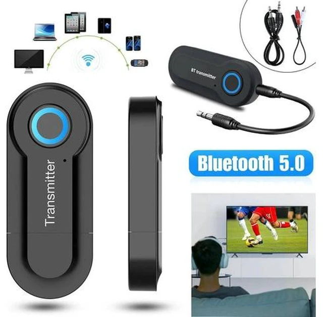 Main image of Wireless Bluetooth 5.0 Transmitter A2DP Audio RCA to 3.5mm AUX + USB Adapter HUB