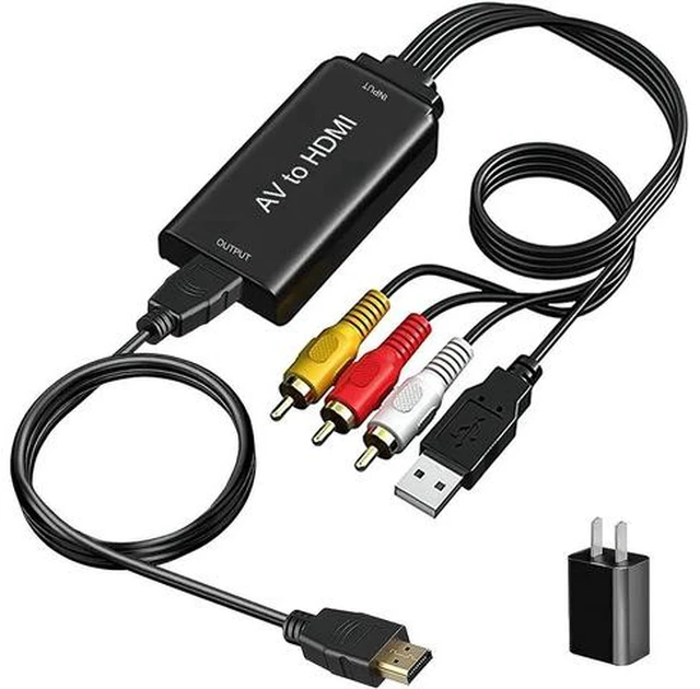Main image of RCA to HDMI 1080P RCA Composite CVBS AV to HDMI Video Audio Converter Adapter with USB Charge Cable Compatible with PC Laptop Xbox PS4 PS3 TV STB VHS VCR Camera DVD