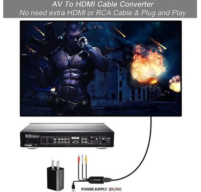 Alt view image 4 of 6 - RCA to HDMI 1080P RCA Composite CVBS AV to HDMI Video Audio Converter Adapter with USB Charge Cable Compatible with PC Laptop Xbox PS4 PS3 TV STB VHS VCR Camera DVD